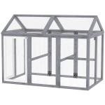 PawHut Enclos poulailler 1,18 m², parc grillagé avec porte verrouillables, cadre en bois massif, 140 x 88,5 x 106 cm, gris