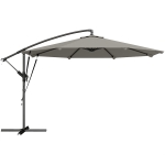 Outsunny 3 m Cantilever Parasol with Protective Cover and Wind Ropes, Banana Parasol with Crank Handle, Light Grey