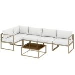 Outsunny 5 Seater Aluminium Garden Furniture Set, Garden Sofa Set with Thick Cushions for Patio and Balcony, Outdoor, White
