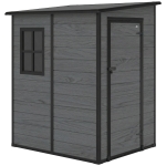 Outsunny 4'x5' Garden Storage Shed, Lean to Shed, Lockable Garden Shed with Window, Vent and Plastic Roof, Wood-Effect