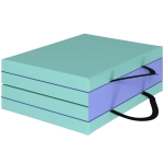 SPORTNOW Trainingsmatte Faltbare Fitnessmatte mit Griff Sportmatte für Yoga Fitness Synthetikbezug 180 x 60 x 5 cm Grün+Lila