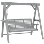 Outsunny Three-Seater Wooden Swing Bench, Dark Grey