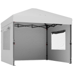 Outsunny Carpa Plegable Pop-up 3x3 m con 3 Paredes 2 Ventanas Altura Ajustable UPF50+ Bolsa Transporte y Sacos de Arena Blanco
