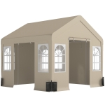 Outsunny 3 x 3 m Party Tent, Outdoor Canopy Tent Shelter with Removable Sidewalls, 4 Zipped Doors, for Parties, Wedding, Beige