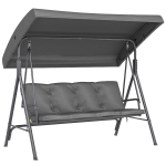 Outsunny 3 Seater Garden Swing Chair, Patio Rocking Bench with Tilting Canopy, Removable Cushion and Steel Frame, Dark Grey