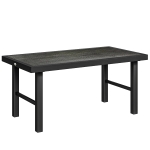 Outsunny Metal Garden Coffee Table, Outdoor Side Table with SPC Woodgrain Tabletop for Outside, 100 x 52 x 46cm, Dark Grey