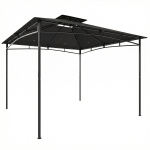 Outsunny 3 x 3 m Gazebo, Garden Gazebo with 2-Tier Roof, Metal Frame, Black