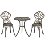 Outsunny 3 Pcs Aluminium Bistro Set Garden Furniture Dining Table Chairs Outdoor Seat Patio Seater Brown