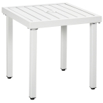 Outsunny Garden Side Table End Table Patio Coffee Table with Umbrella Hole, Steel Frame for Balcony, White