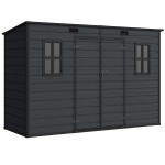 Outsunny 10 x 4 ft Resin Garden Shed, Outdoor Storage Shed with Floor, Windows, Lockable Doors and Vents, Dark Grey