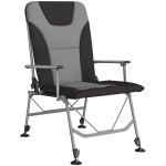 Outsunny Camping Chair Padded Reclining Folding Chair with Wide Armrests for Adults Black
