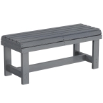Outsunny Wooden Outdoor Bench, 2 Seater Garden Bench, Backless Patio Bench with Slatted Curved Seat, Grey Embossed Finish