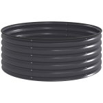 Outsunny Galvanised Raised Garden Bed with Safety Edging, Outdoor Raised Planter Box with Gloves, 120 x 120 x 43cm, Dark Grey