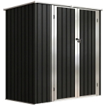 Outsunny Abrigo de Jardim Exterior Metálico 1,37 m² 163x89x163 cm com Telhado Inclinado, Portas com Fecho e Luvas Cinzento