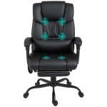 Vinsetto Fauteuil de bureau ergonomique avec fonction massage, siège de bureau avec repose-pieds, dossier haut, soutien lombaire noir