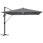 Outsunny 3 x 3 m Garden Cantilever Parasol with Light, Cover, Overhanging Umbrella w/ Wind Protection, 360° Rotation, Light Grey