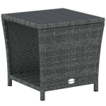 Outsunny Side Table 2-Tier Outdoor Coffee Table with Storage Shelf PS Wood Slat Top/Grey