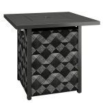 Outsunny Square Propane Gas Fire Pit Table,12 KW Firepit Outdoor Patio Heater with Glass Wind Guard, Lava Rocks, Gas Tank Holder