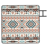 Outsunny Picnic Blanket, 200x200CM Large Beach Blanket Outdoor Picnic Mat with Integrated Strap for Camping, Mix-Colour