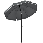 Outsunny 1.8 m Beach Umbrella Parasol with Sand Anchor, Portable 30° Tilting Patio Sun Shade with Adjustable Height, Dark Grey