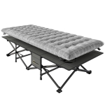 Outsunny Camping Cot with Soft Pad, 80cm Extra Wide Folding Cots with Side Pocket and Carry Bag, Grey