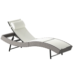 Outsunny Rattan Sun Lounger, Garden Recliner with 5 Position Adjustable Back, S Shaped Texteline Seat, Headrest, Cream White