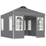 Outsunny Pavillon 3x3m Wasserdicht Stabil Winterfest Pop-up Faltpavillon, Ein-Knopf-Aufbau, UV 50+ Dunkelgrau