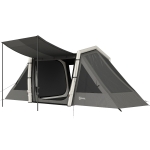 Outsunny Tenda Insuflável de Campismo 4 Pessoas Blackout Tenda a Ar 5,8m de Comprimento 2 Quartos e Sala 580x270x202cm Cinza Escuro