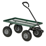 Outsunny Garden Trolley Cart, Heavy Duty Garden Cart with Metal Frame, 10" Pneumatic Wheels, Rotating Handle, 150kg Capacity, for Garden, Farm, Green