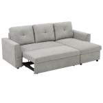 HOMCOM Sofa trzyosobowa z funkcją spania, sofa z chaiselongue, tapicerowana sofa, szara