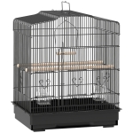 PawHut Large Metal Bird Cage with Perches, Food Bowls, Swing, for Budgies, Parakeets, Black