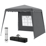 Outsunny Tonnelle pliante pop-up 2,89x2,89m Pavillon de jardin avec parois latérales Hauteur réglable Protection UV50+ Gris