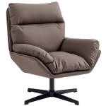 HOMCOM Accent Chair with 360 Swivel Armchair for Living Room with Padded Cushion Dark Brown