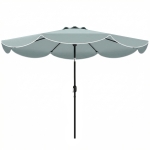 Outsunny Parasol de Jardin Extérieur Rond Inclinable à 3 Positions avec 8 Baleines et Volant, Φ265 x 235 cm, Bleu