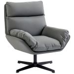 HOMCOM Accent Chair with 360 Swivel Armchair for Living Room with Padded Cushion Dark Grey