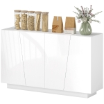 HOMCOM Meuble de rangement avec placards à portes et étagère réglable, 150 x 40 x 88 cm, blanc brillant