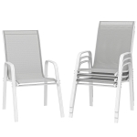 Outsunny Set de 4 Sillas de Exterior Apilables con Asiento de Textilene para Jardín Terraza 54x75,5x95 cm Gris Claro