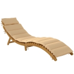 Outsunny Espreguiçadeira Dobrável Resistente às Intempéries de Madeira com Acolchoamento Apoio de Cabeça Alça de Transporte 183x54x63 cm Bege