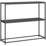 HOMCOM Mesa Consola em Aço 2 Prateleiras Design Moderno para Sala Entrada Corredor 100 x 30 x 87 cm Preto