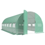 Outsunny Estufa Túnel 6x3x2 m com Porta com Dobradiças 12 Janelas com Rede e Estrutura de Aço Galvanizado Verde