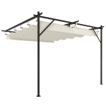 Outsunny Pérgola de Pared de Jardín 3x3 m con Techo Retráctil Protección UPF30+ Drenaje Cenador de Jardín para Exterior Crema