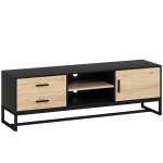 Szafka RTV z szufladami i otwartymi półkami, Czarna