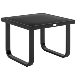 Outsunny Outdoor Garden Coffee Table, Rectangle Metal Side Table with Tempered Glass Tabletop, Adjustable Foot Pads