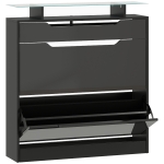 HOMCOM Dulap pentru pantofi, 2 uși rabatabile, 1 sertar glisant, 1 blat, 89x23x96cm, Negru