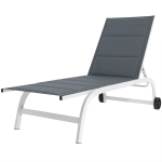 Outsunny Sonnenliege für Garten mit Rollen, aus Texteline mit Aluminiumrahmen, Dunkelgrau und Weiß
