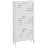 HOMCOM Narrow Shoe Cabinet with 3 Flip Drawers - White