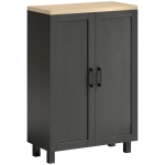 HOMCOM Aparador de Salón Estrecho de 2 Puertas Armario de Cocina con Estante Ajustable para Entrada 60x30x90 cm Negro