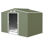 Outsunny Abri de jardin 5,4 m² 2,77 x 1,95 x 1,92 m kit de fondation porte coulissante ventilations acier galvanisé, vert clair