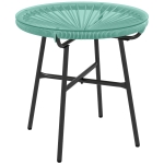 Outsunny Round garden coffee table in rattan-effect resin with metal frame and tempered glass top Ø 50 x 50H cm