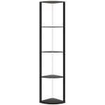 HOMCOM RGB LED Floor Lamp with Shelves, 5-Tier Dimmable Standing Lamp with Adjustable Brightness and Remote Control, Modern Corner Display Shelf Unit for Living Room Bedroom Office, Black